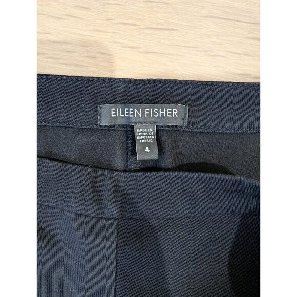 Eileen Fisher Pants 4 Black Tapered Ponte Dress Viscose Blend USA Work Office - Picture 5 of 11